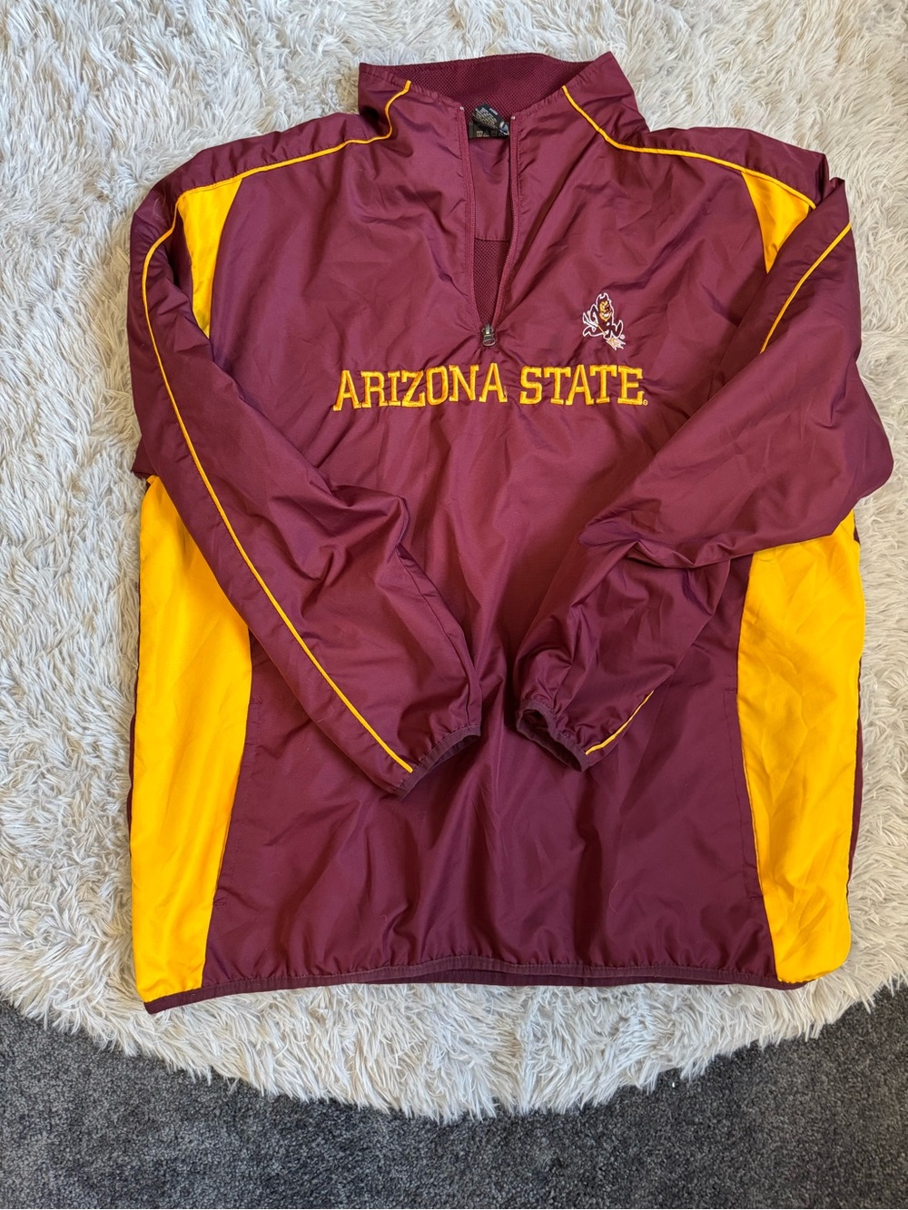 Vintage Arizona State Sun Devils Sparky 1/4 Zip Windbreaker Jacket Large ASU
